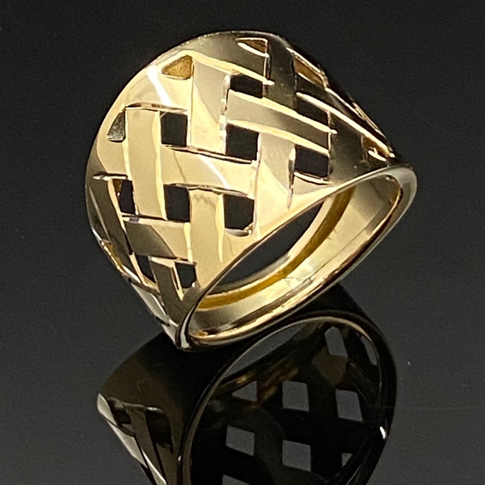 Solid 14K Yellow Gold Woven Lattice Cocktail Ring